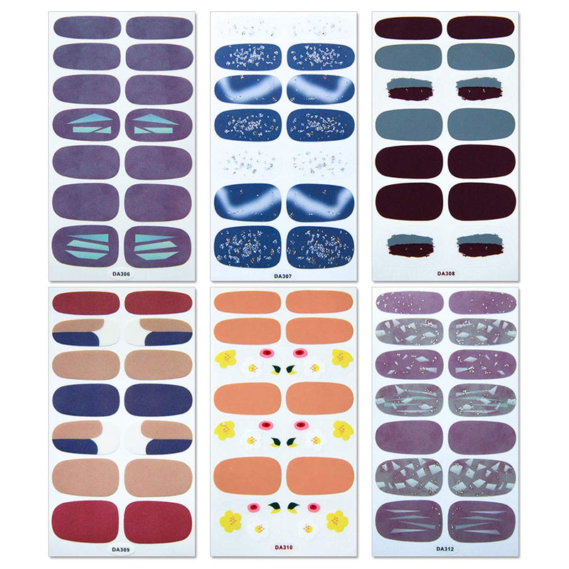 WOKOTO 12 Sheets Adhesive Nail Polish Wrap Stickers Strips With 1Pc Nail File Gradient Nail Art Decals Manicure Accessories For Women KIT2 - BeesActive Australia