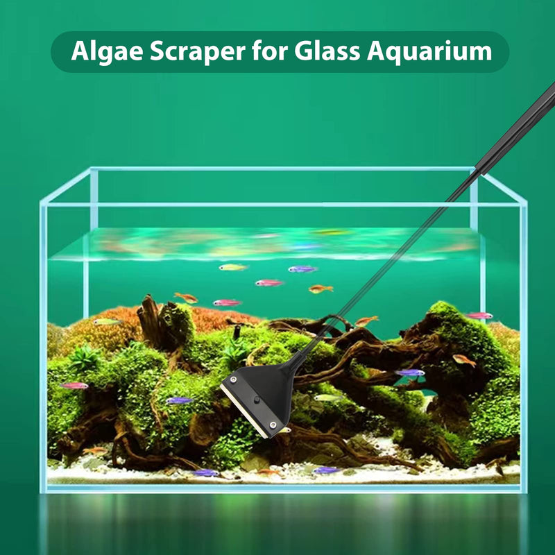 SWETOR Algae Scraper for Glass Aquarium,Fish Tank Scraper with 10 Replaceable Blades,Aquarium Cleaning Tools,Fish Tank Algae Scraper with Blade Safety Cover. 16.5 Inch - BeesActive Australia