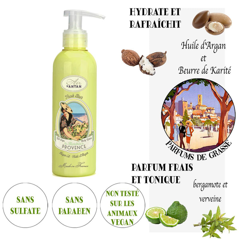 Premium PROVENCE French Vintage Body Lotion with Shea Butter and Argan Oil – Organic Verbena, Bergamot, Lemon. Un Air d'Antan Exclusive Perfume – Moisturizing, Paraben-Free Formula – 6.8oz. - BeesActive Australia