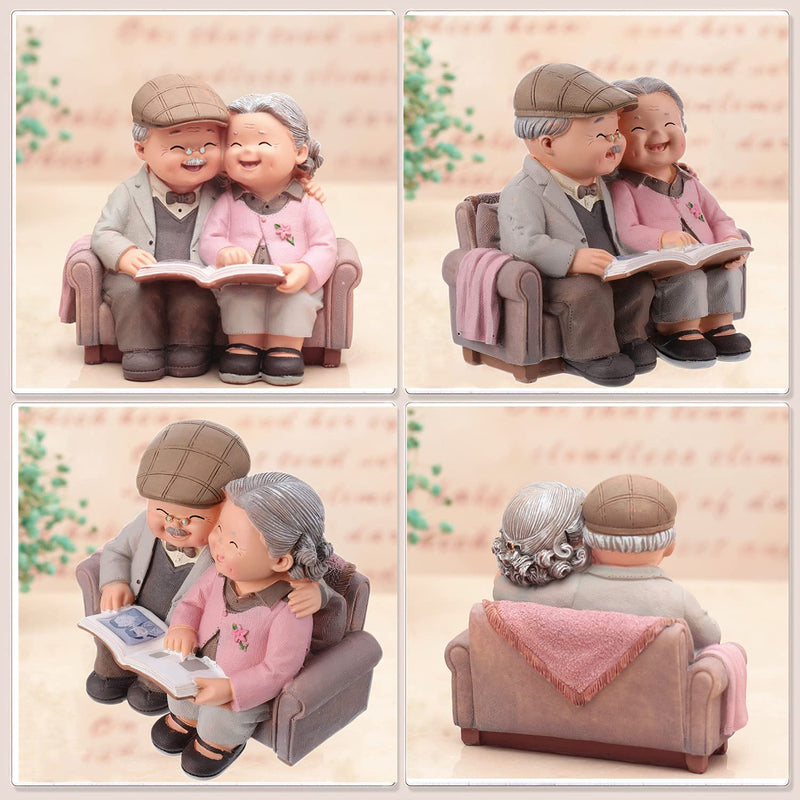 HOWADE Loving Elderly Couple Figurines,Love Lasts Resin Couple Figurine,Grandparents Couples Elderly Life Decorative Statue Ornaments for Wedding Anniversary Home Birthday (Reading Style) Reading Style - BeesActive Australia