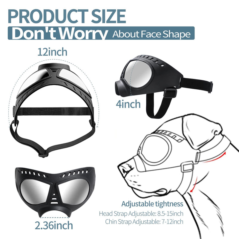NVTED Dog Goggles Big Area Dog Sunglasses, Large Breed Windproof Snowproof Eye Protection Dog Glasses for Outdoor Driving Cycling - BeesActive Australia