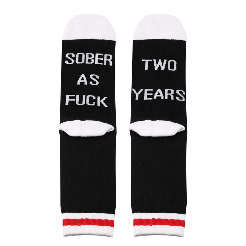 TSOTMO 2 Pairs Sobriety Anniversary Socks Sobriety Gift AA NA Recovery Socks Sober As Fuck Encouragement Gift 2 Year Fuck - BeesActive Australia