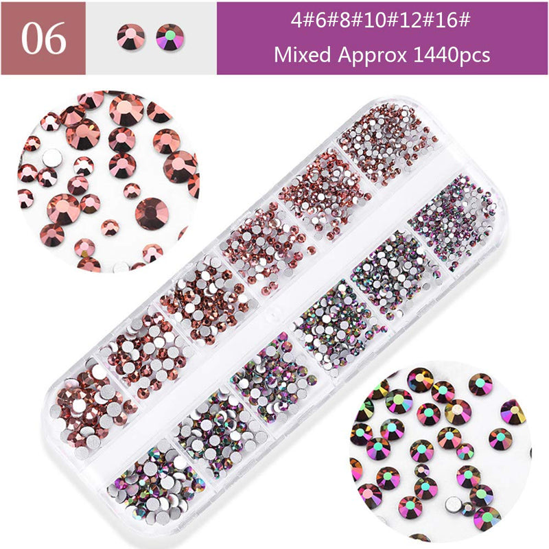 GBSTORE Nail Art Crystal Rhinestones,3D AB Glass Rhinestones, Nail Art Studs Nail Sequins For DIY Nails Art Clothes Shoes Crafts Decorations, Mixed Size and Colors,Approx1440-2080Pcs (Rose gold) Rose gold - BeesActive Australia