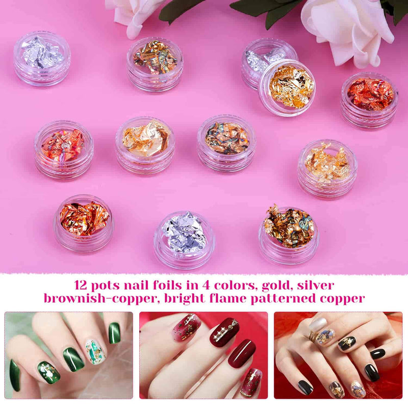 Nail Design Kit, Selizo Nail Art Tools Kit Include 8420pcs Nail Rhinestones Gems Crystals, Nail Brushes, 24 Pots Nail Foil Flakes for Nail Art Rhinestones Supplies and Decoration - BeesActive Australia