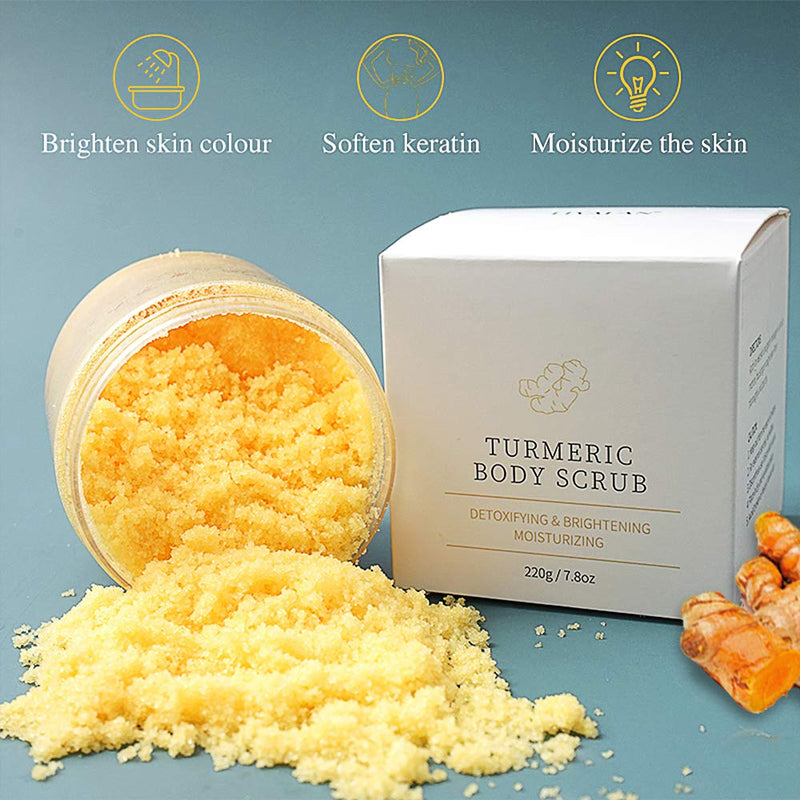 DAGEDA Body Scrub,Turmeric And Natural Salt Body Scrubs With Natural Exfoliating Moisturizing Nourishing Salt Scrub To Exfoliate Body Skin,Deep Cleansing Smooth Face&Foot Skin Care Exfoliator Gift 7.8 Ounce (Pack of 1) - BeesActive Australia