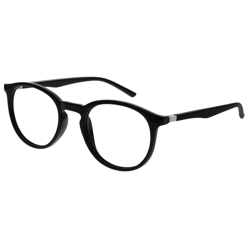 Opulize Met - Blue Light Blocking Glasses Slim Round Frame Scratch Resistant Spring Hinges Improve Sleep Computer Gaming Anti-Reflective Black Mens Womens B60-1 +0.00 0 Magnification (Pack of 1) - BeesActive Australia