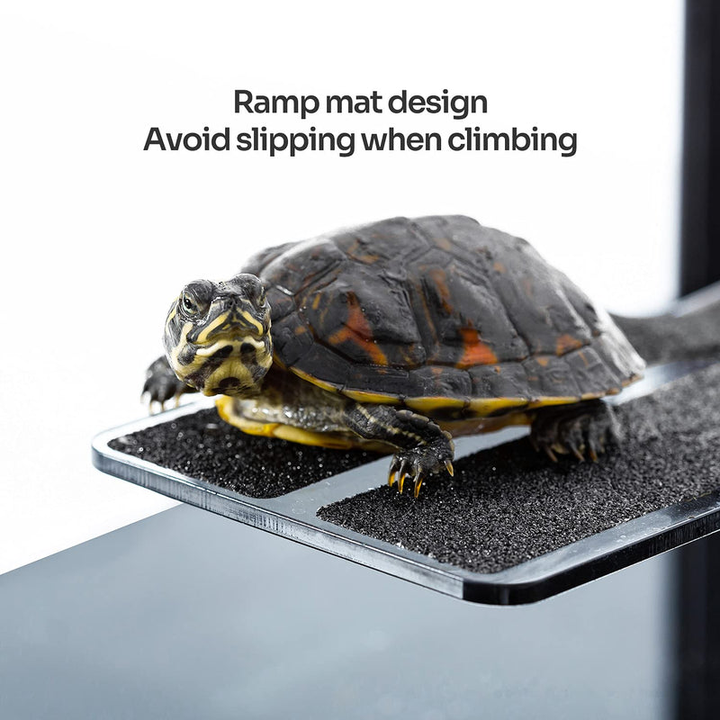 WACOOL Acrylic 3 in 1 Turtle Dock with Ramp & Diving Platform, Deluxe Turtle Platform Ramp for Turtle Resting Climbing Diving with Suction Cup Small(7.68" x 3.34" x 2.36") - BeesActive Australia