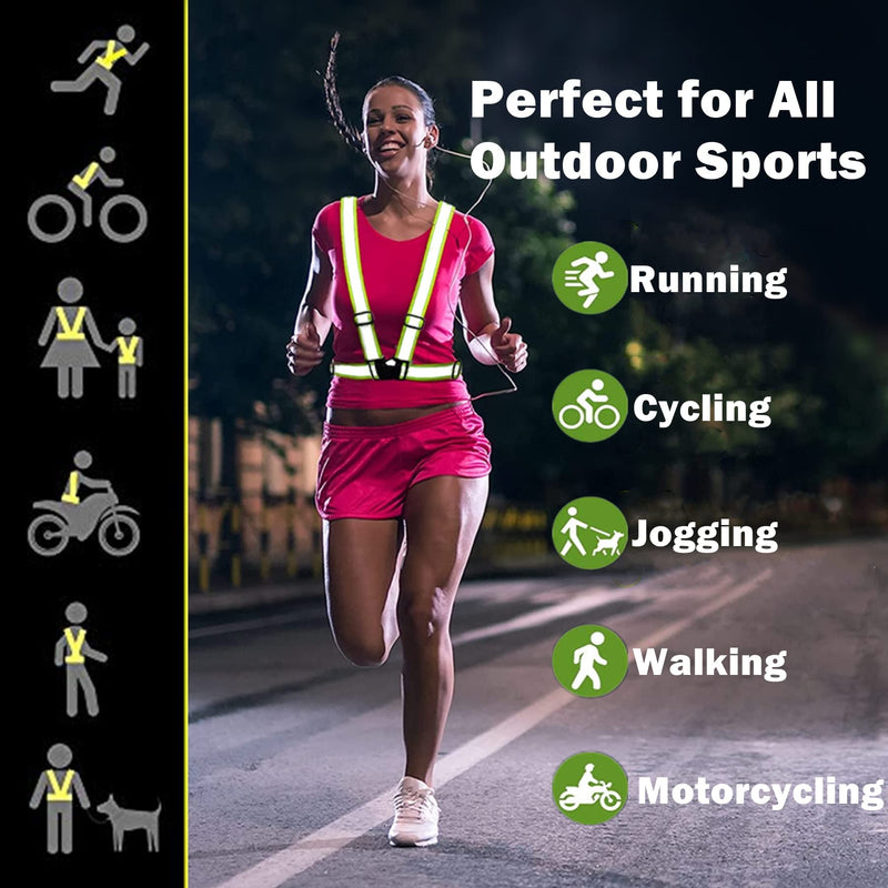 Reflective Vest 2 Pack, High Visibility Reflective Running Gear Safety Vest Straps for Men Women Kids for Night Running Walking Cycling (Black) - BeesActive Australia
