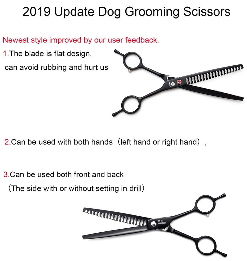 Dream Reach Professional Pet 7.0 Inches Cat Dog Grooming Shears Scissors, Straight, Curved, Thinning/Blending/Chunking Scissors Kit Chunker Shear - BeesActive Australia