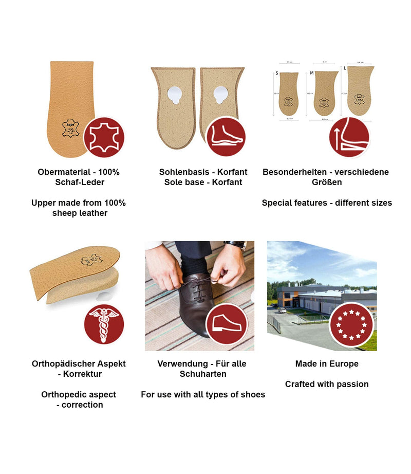 1 x Heel Raise, Heel Lift Elevator, Heel Pad, Orthotic Wedge, Many Widths and Heights, Leather Cover, Kaps Topmed Plus, Supplied to NHS, 1 Piece (Height 10 mm / 0.4 inch - Size S) height 10 mm / 0.4 inch - size S - BeesActive Australia
