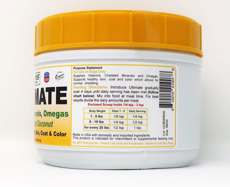 Dogzymes Ultimate Skin Coat Organic Coconut Algal Oil Parmesan Cheese Vitamins Minerals Omegas 1 - BeesActive Australia