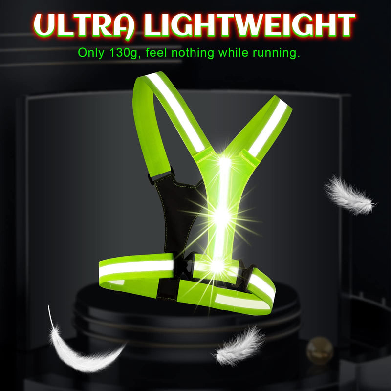 Tibeha LED Reflective Running Vest - USB Rechargeable Light Up Running Vest - Adjustable & Lightweight Night Running Gear for Runners - BeesActive Australia