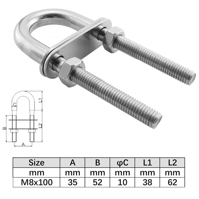 [AUSTRALIA] - DGZZI 3/8Inch U Bolt 304 Stainless Steel U Screw Marine Boat Stern Bow Eye Tie 