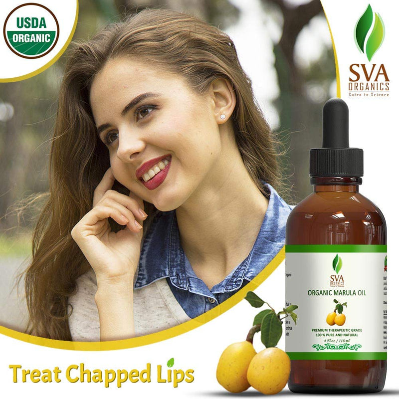 SVA Organics Marula Oil Organic USDA 4 Oz Pure Natural Cold Pressed Carrier Unrefined Luxury Oil for Face, Body, Lips, Hair, Nails, Shampoo, Conditioner, Lotion, Face Serum - BeesActive Australia