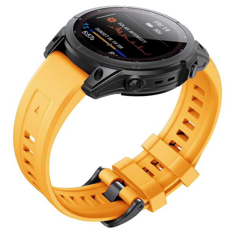 ANCOOL Compatible with Garmin Fenix 7X Band, 26mm Easy-fit Soft Silicone Watch Band Replacement for Fenix 5X/Fenix 6X/Fenix 5X Plus/Fenix 6X Pro Smartwatch Yellow - BeesActive Australia