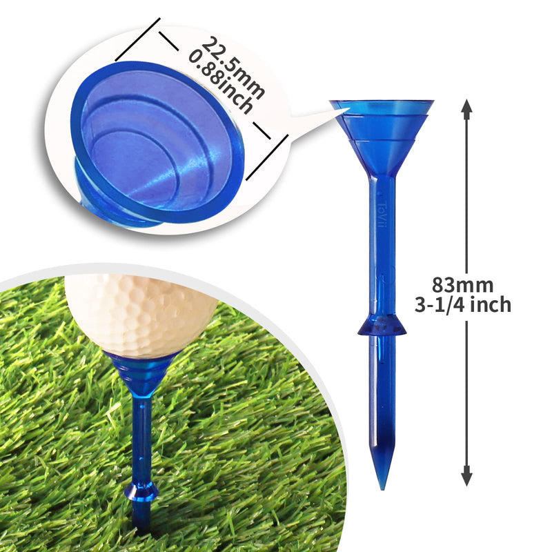 ToVii 3-1/4" Big Cup Plastic Golf Tees 40 Pack｜Excellent Durability and Stability Tees |Golf Plastic Tees Reduced Friction & Side Spin Blue(40*3-1/4") - BeesActive Australia