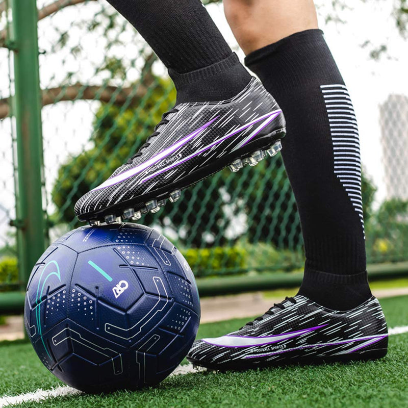 WILTENA Womens Indoor Football Boots Shoes Mens Sock Spikes Soccer Kids Outdoor Professional Training Cleats Shoes Girls Boys Sports Competition Sneakers 9.5 Women/8 Men Black - BeesActive Australia