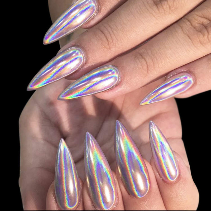 Holographic Chrome Nail Powder, Unicorn Mirror Effect Premium Salon Rainbow Nail Glitter Manicure Pigments, 0.04oz/1g - BeesActive Australia