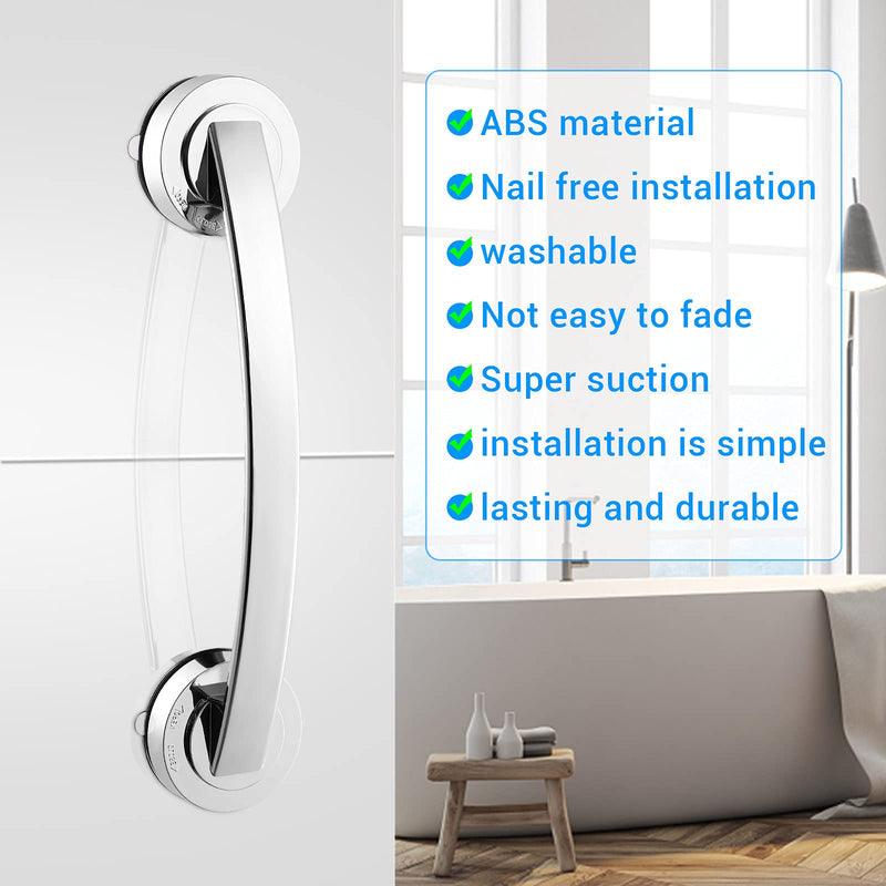 DOITOOL Suction Bath Grab Bar, Bathroom Balance Bar, Bathroom Suction Shower Handle Grab Bar, Safety Hand Rail Support Bar for Tub, Handicap, Elderly, Kid, Injury, Senior Assist Bath Handle (Silver) Silver - BeesActive Australia