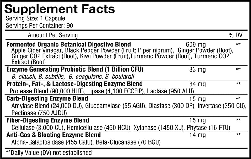 Codeage Fermented Digestive Enzymes Supplement - Probiotics, Prebiotics, Vitamins - Stomach & Food Enzyme - Amylase, Lipase, Lactase - Plant Based, Vegan, Non-GMO - 3 Months Supply - 90 Capsules - BeesActive Australia