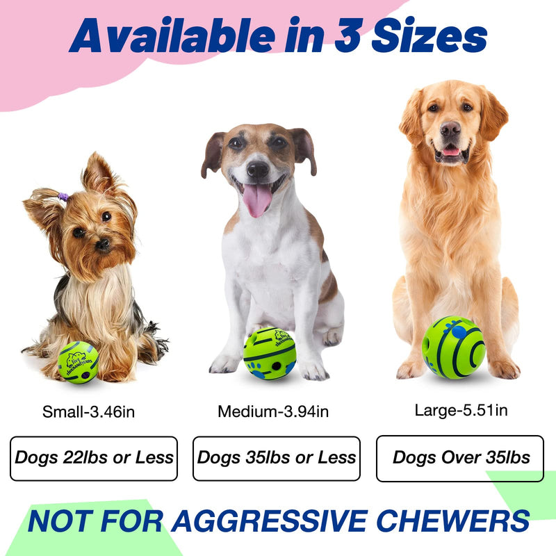 Wobble Giggle Dog Ball, Interactive Dog Toys Ball, Squeaky Dog Toys Ball, Durable Wag Ball for Training Herding Balls Indoor Outdoor Safe Dog Gifts for Small to Large Dogs Small-3.46in Green - BeesActive Australia