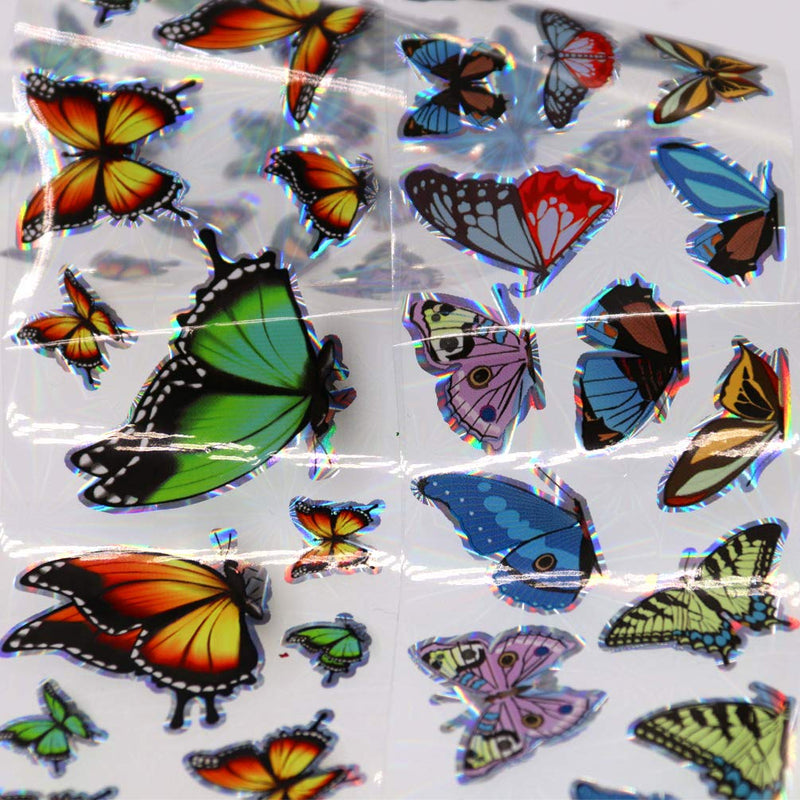 Holographic Butterfly Nail Foil Laser Nail Sticker Mix Butterflies 10 Style Starry Sky Star Foil Stickers Set Nail Transfer Tips Manicure Art DIY Decoration Kit - BeesActive Australia