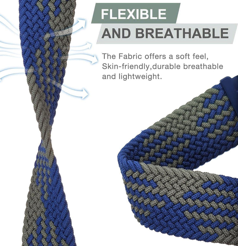 Abanen for Garmin Venu Sq / Venu 2 Plus / Vivoactive 3 Braided Loop Watch Bands, 20mm Elastic Soft Stretchy Nylon Wristband Strap with Adjustable Clasp for Garmin Vivomove 3,Approach S40 Green-Blue - BeesActive Australia