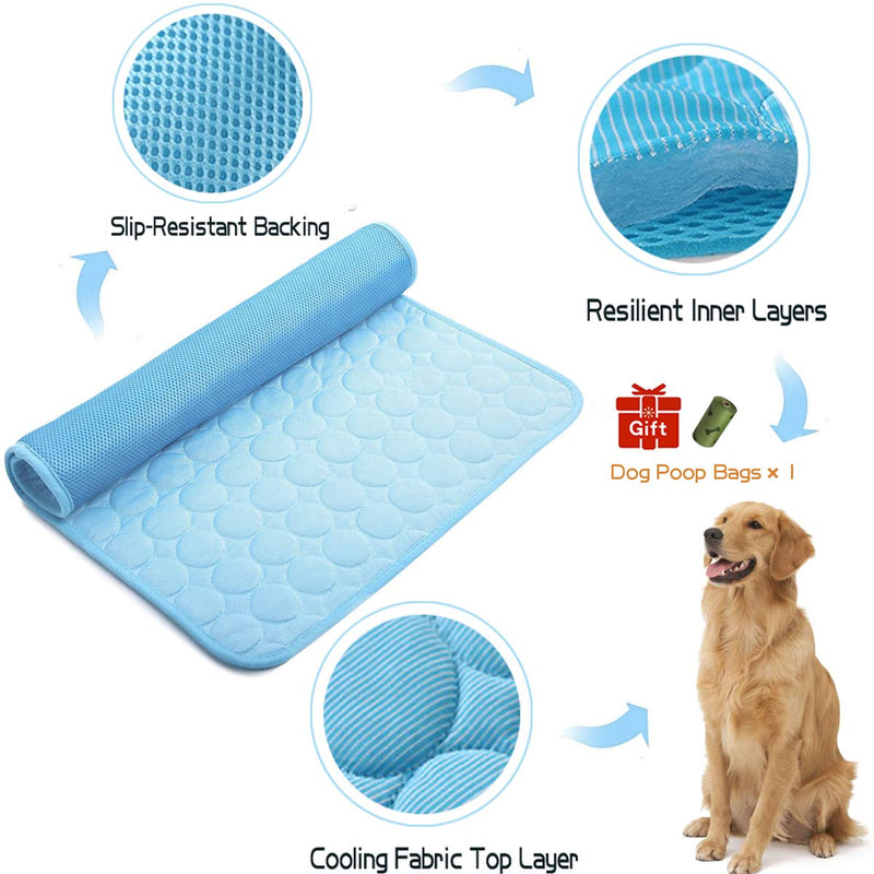 Pet Cooling Mat, Keep Cool in Summe, Perfect Indoors, Outdoors or in The Car XL-40" x 28" Blue - BeesActive Australia