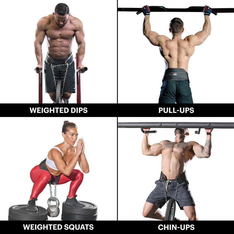 DMoose Dip Belt for Weightlifting, Weight Belt with Chain for Pullup, Gym Lifting Belt for Powerlifting, Squat, Bodybuilding, Heavy Duty Steel, Workout Belt with Comfortable Neoprene Support American - BeesActive Australia