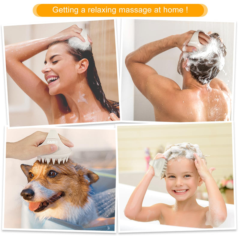 AIMIKE Scalp Massager Shampoo Brush,Scalp Brush for Washing Hair & Scalp Massager for Hair Growth,Scalp Scrubber/Exfoliator with Silicone Bristles for Dandruff Removal,Head Massager for Wet & Dry Milk White - BeesActive Australia