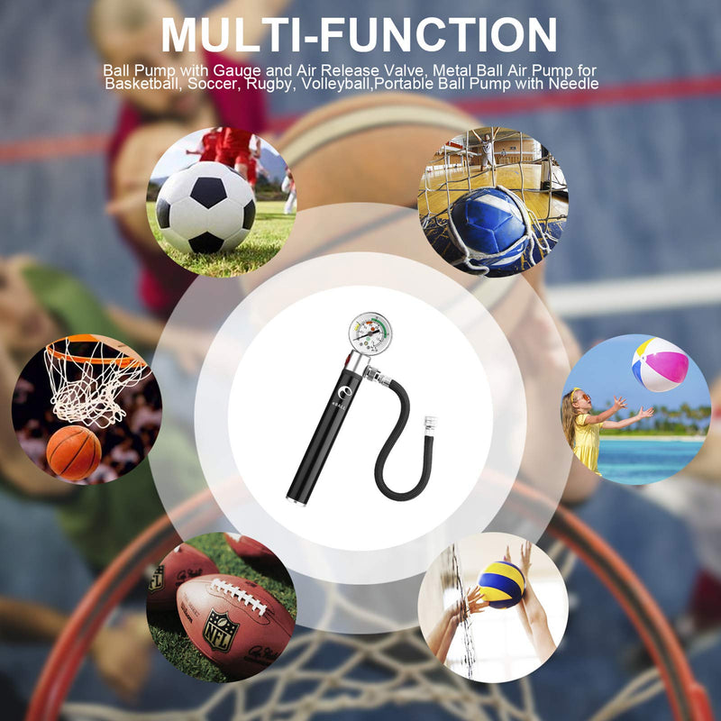 Ball Pump with Pressure Gauge, eBall Sports Ball Air Pump with Inflation Needles & Pressure Release Valve for Basketball, Football, Soccer Ball, Rugby, Volleyball and Other Inflatable Balls - BeesActive Australia