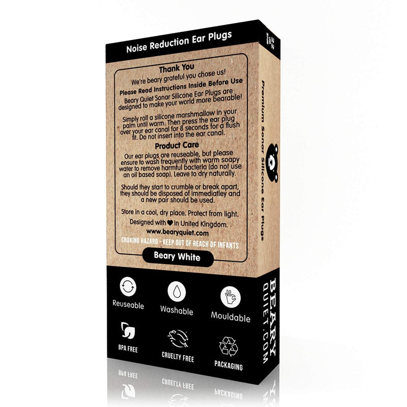 Beary Quiet Silicone Ear Plugs for Sleeping and Noise Cancelling 6 Pairs Free Case Custom Fit Soft Mouldable Earplugs - BeesActive Australia