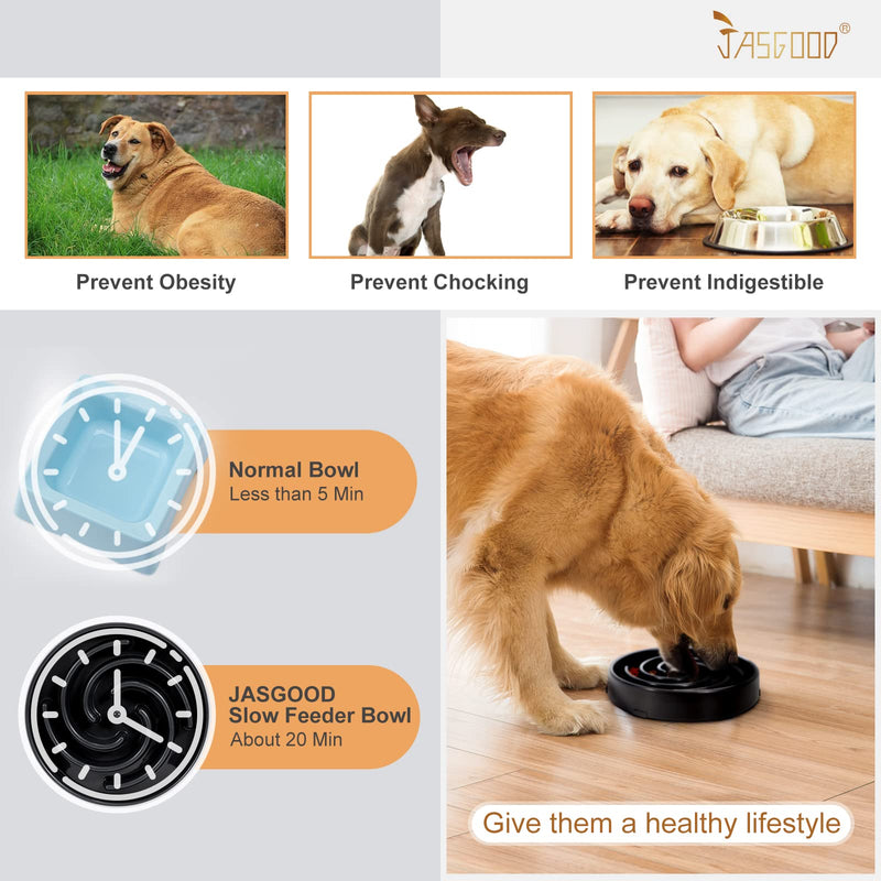 JASGOOD Slow Feeder Dogs Bowl for Large Dogs,Anti-Gulping Pet Slower Food Feeding Bowls Stop Bloat,Preventing Choking Healthy Design Dogs Bowl A-Black - BeesActive Australia