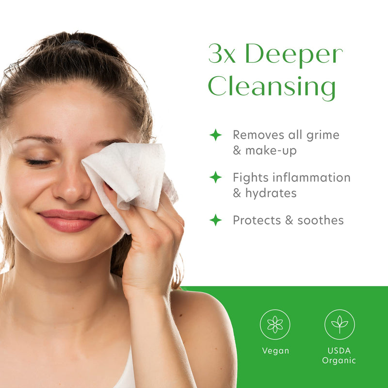 Makeup Remover Face Wipes, Daily Facial Cleansing Wipes to Remove Dirt, Oil and Make Up, 100% Plant Based Fibers, Safe for Sensitive Skin, 25 Count - BeesActive Australia