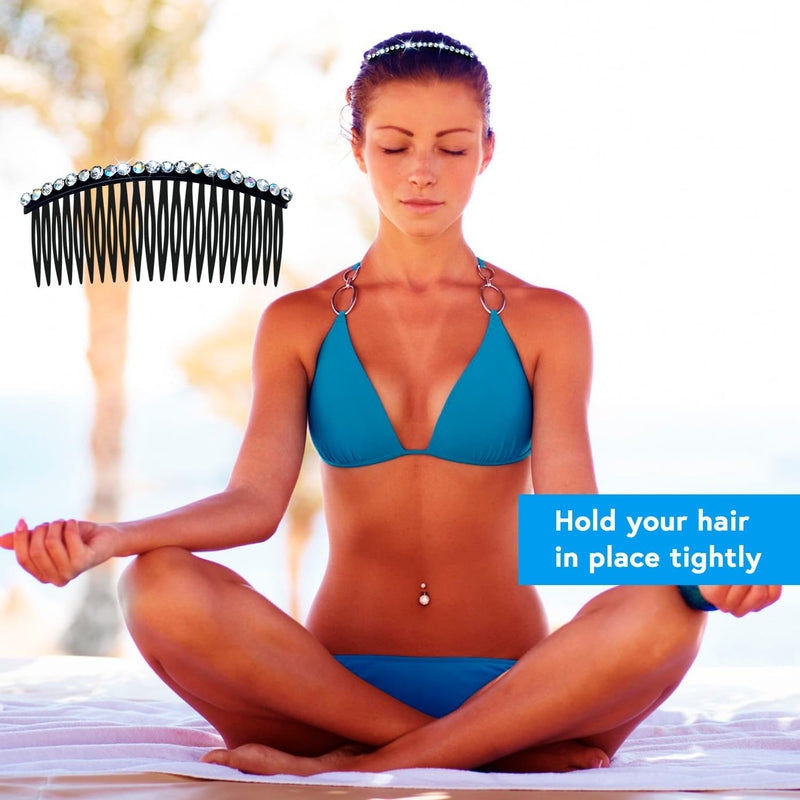 MARY LAVENDER Side Hair Combs with Rhinestone for Women Hold Bangs Hair Twist Comb French Twist Hair Pin Clips Hair Accessories Decorative Comb for Women Kids Girls 5pcs - BeesActive Australia