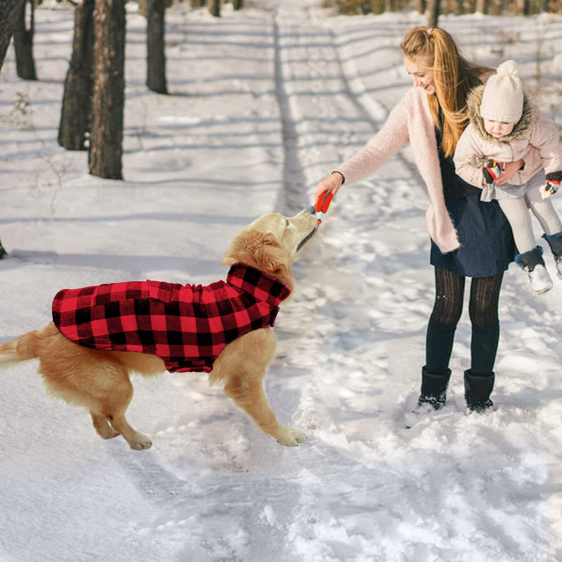 Malier Dog Winter Coat, Classic Plaid Windproof Dog Warm Coat Dog Snow Jacket with Pocket, Cold Weather Dog Winter Clothes Dog Apparel for Small Medium and Large Dogs Red - BeesActive Australia