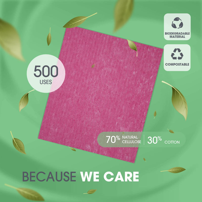 The EcoGurus Premium Swedish Dishcloths for Kitchen (10 x Assorted) Multi-Surface, Cellulose & Cotton, Original Made in Sweden - Eco-Friendly, Reusable, Absorbent, No Odor, Cellulose Sponge Cloths Assorted Dishcloths - BeesActive Australia