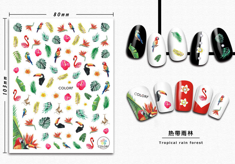 Unicorn Nail Art Stickers Decals Acrylic Nail Art Supplies 6 Pcs Designer Nail Sticker for Nail Art Dreamy Cute Unicorn Flamingos Butterfly Dry Flower 3d Self-Adhesive Nail Accessories Decorations for Women Girls - BeesActive Australia
