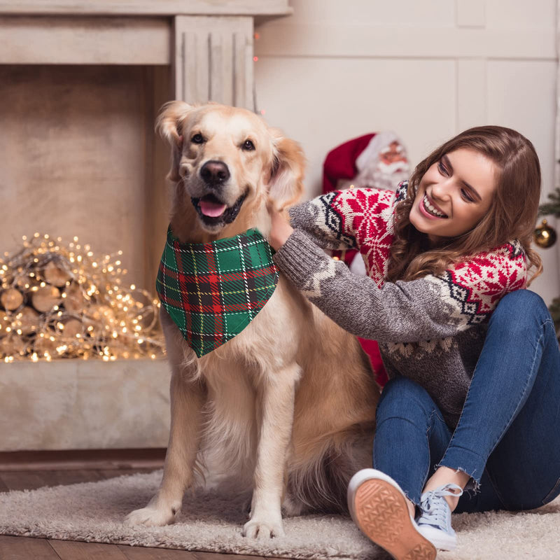 50 Pieces Christmas Dog Bandanas Classic Plaid Dog Bandanas Triangle Scarf Plaid Dog Kerchief for Christmas Pet Costume Accessories Decoration - BeesActive Australia