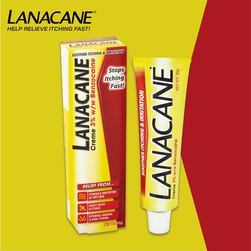 Lanacane Medicated Creme Tube, Relief From Itching, Insect Bites/Stings, Genitalia/ Anal Itching, 30 g - BeesActive Australia