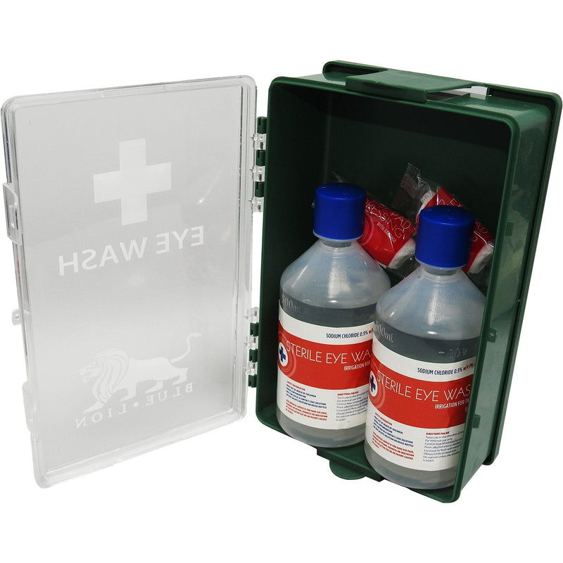 Blue Lion HSE Eye Wash Care First Aid Medical Station Kit Case Wall Mountable - Single Station Pack - BeesActive Australia