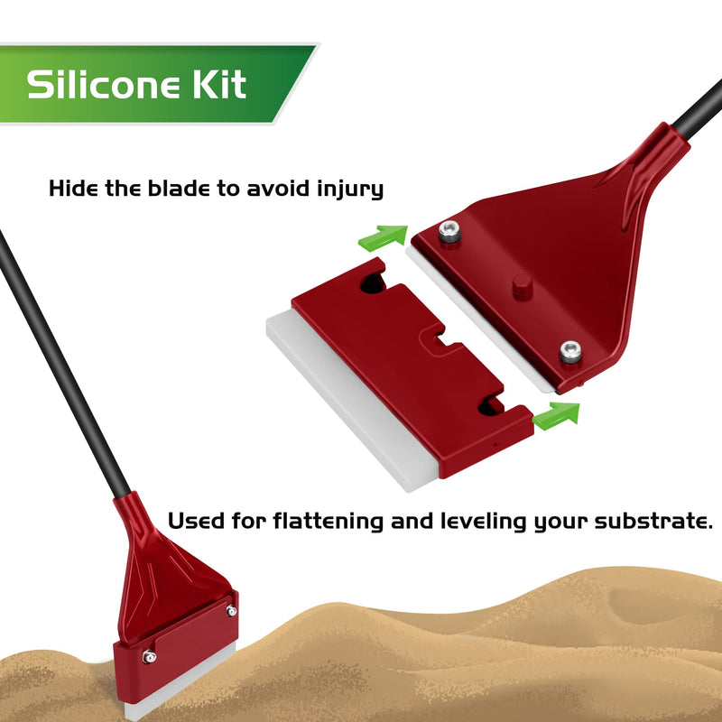 NEPTONION 24.5’’ Professional Algae Scraper, Aquarium Blade Cleaner with 10 Pcs Replaceable Blades Stubborn Algae, Suitable for Water Tank Size Above 30 Gallons L Red - BeesActive Australia