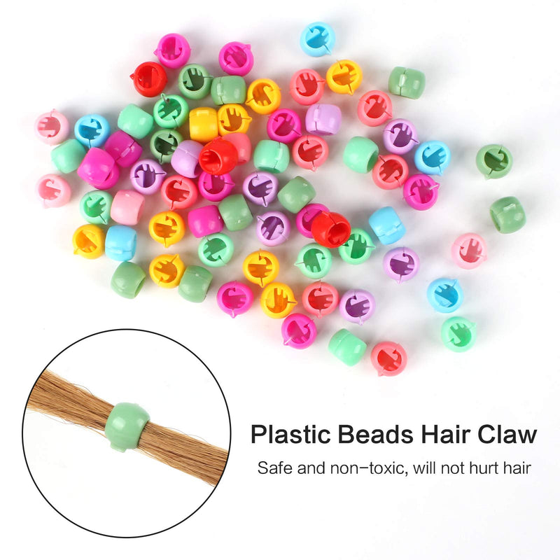 200Pcs Plastic Hair beads Claw Mini Beads Hair Claw, Bead Hair Clip, Colorful Mini Hair Claw Clip for Girls Women Accessories (Random Color) - BeesActive Australia