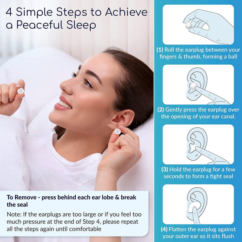 Deep Sleeps Silicone Ear Plugs for Sleep - 6 Pairs - 27dB - Earplugs for Sleeping - Best Earplugs to Block Out Snoring – Reusable Ear Plugs - Soft and Moldable – Noise Cancelling Ear Plugs 6 Pair (Pack of 1) - BeesActive Australia