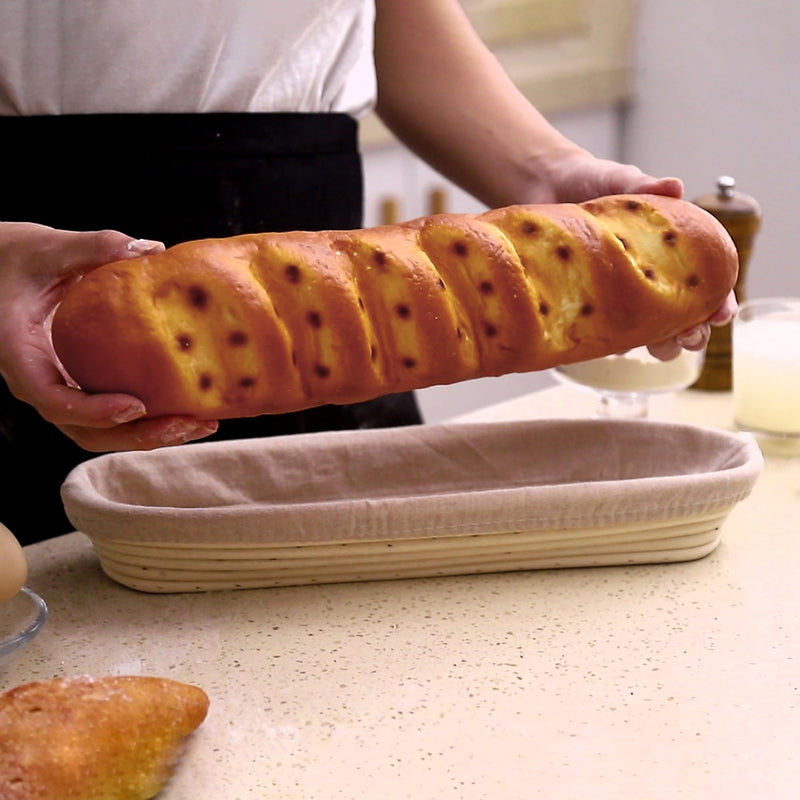 Liliadon Pack of 2, 20 Inches Baguette Bread Proofing Basket with Cloth Liner – Proofing Basket Kit for your Friends and Family on Christmas, Mother Day, and on your Special Occasion Baguette Baskets - BeesActive Australia