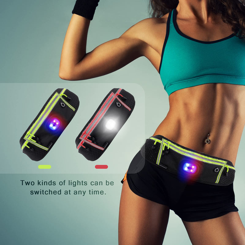 KOCVUIAN Black Fanny Pack for Women Fashionable 4-Zipper Pockets With Warning Light, for Running Hiking Travel Workout Dog Walking Outdoors Sport Fishing Waist Pack Bag Green - BeesActive Australia
