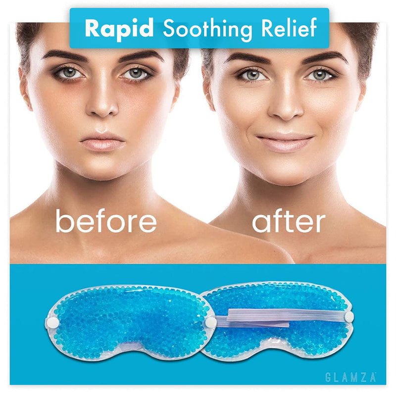 Cooling Eye Mask GLAMZA� Reusable Hot Cold Gel Bead Eye Mask for Dark Circles, Puffy Eyes, Migraine, Headache - Blue - BeesActive Australia