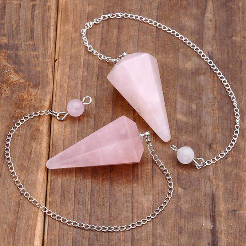 JSDDE Rose Quartz Gemstone Crystal Pendulum - Dowsing, Scrying, Healing with Gift Pouch - BeesActive Australia