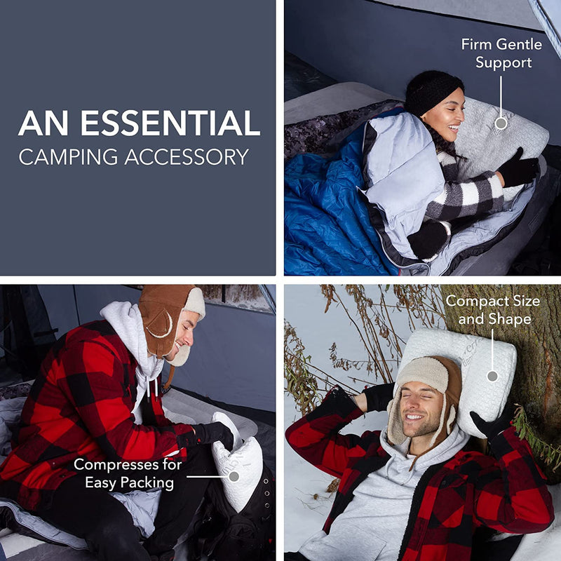 Vaverto Travel and Camping Pillow - Compressible Medium Firm Memory Foam, Breathable Bamboo Cover, Machine Washable, Ideal for Backpacking, Airplane, Car Travel 1 Pack - BeesActive Australia