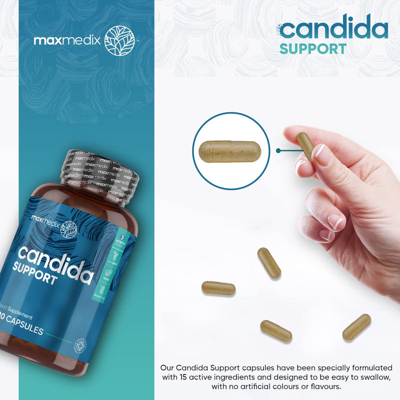 Candida Support - 180 Vegan Capsules (3 Month Supply) - With 400 Million Bacterial Cultures, Caprylic Acid & Other Active Ingredients - Candida Complex For Gut Health & Intimate Flora -For Women & Men - BeesActive Australia